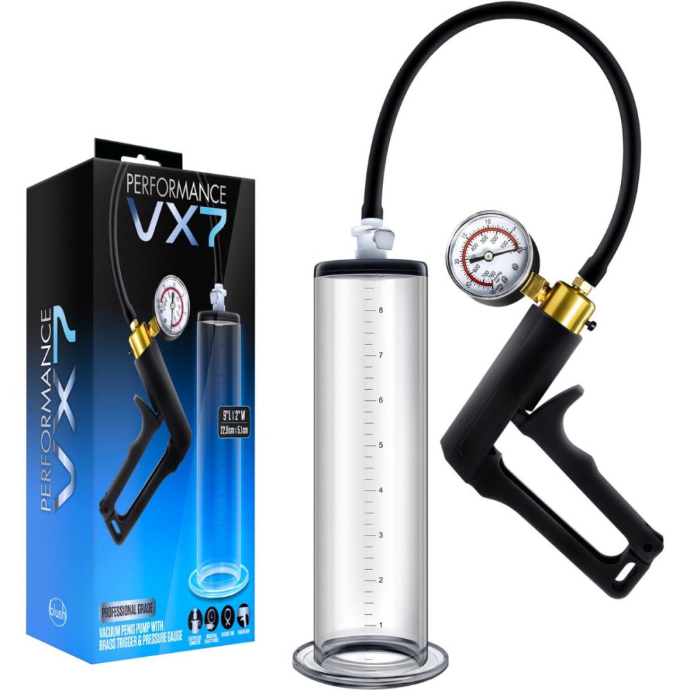 Penis Pumps | Performance VX7 Vacuum Penis Pump With Brass Pistol & Pressure Gauge – Clear