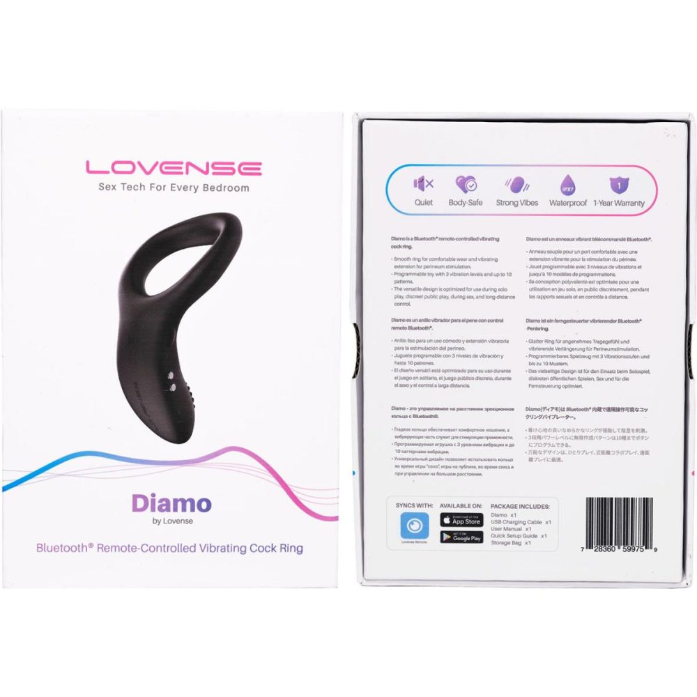 Penis Toys | Diamo Silicone Waterproof Rechargeable App Compatible Vibrating Cock Ring