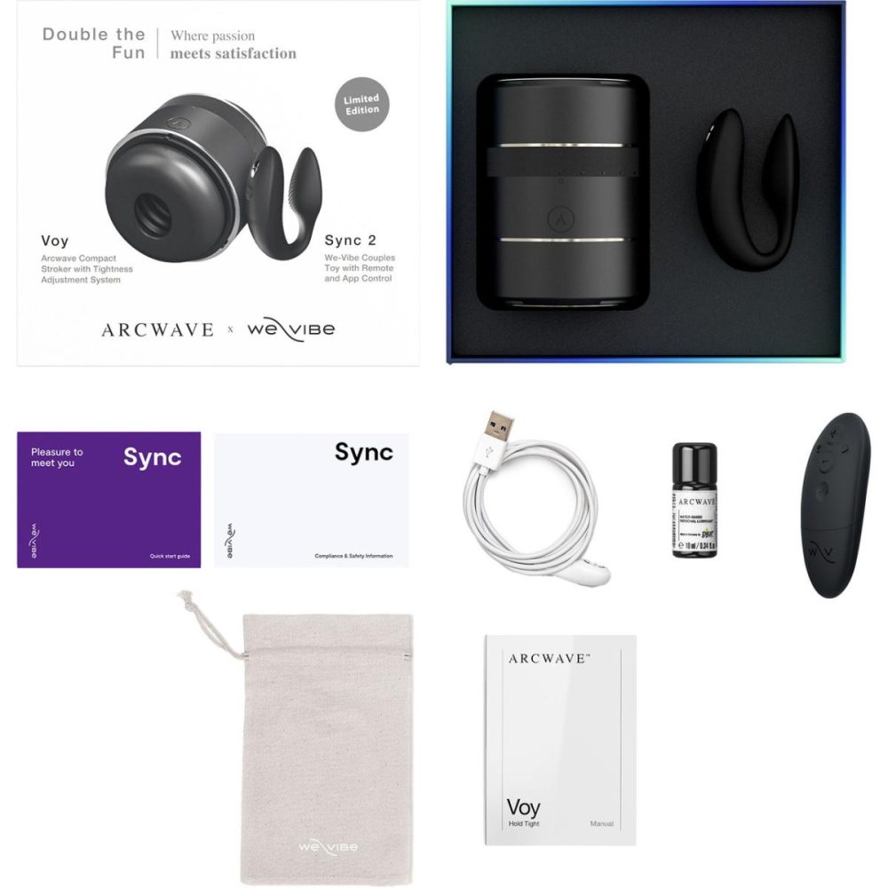 Penis Toys | Double The Fun Couples Kit With Voy Stroker & We-Vibe Sync 2 Couples Vibrator