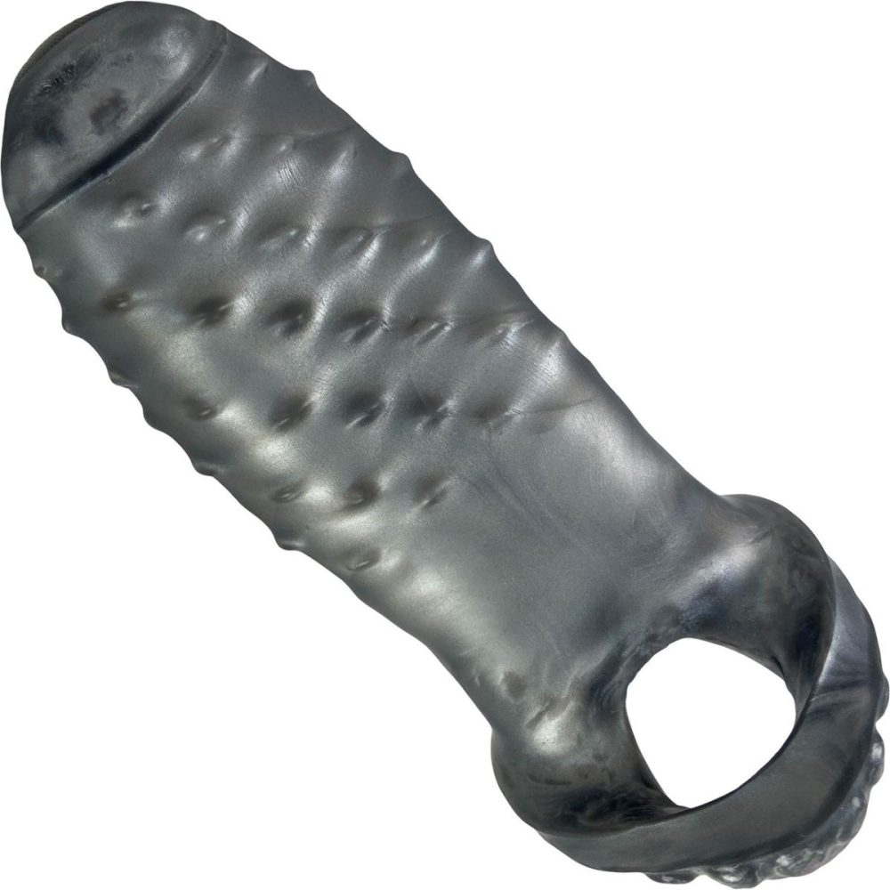 Penis Toys | Leviathan Platinum Silicone Penis Sheath – Medium, Silver