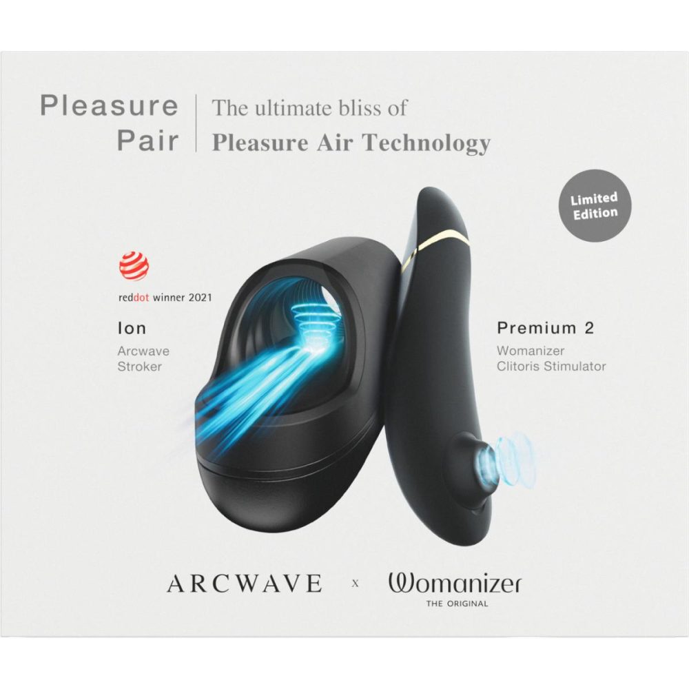 Penis Toys | Pleasure Pair Couples Kit With Ion Pleasure Air Stroker & Womanizer Premium 2 Pleasure Air Clitoral Stimulator