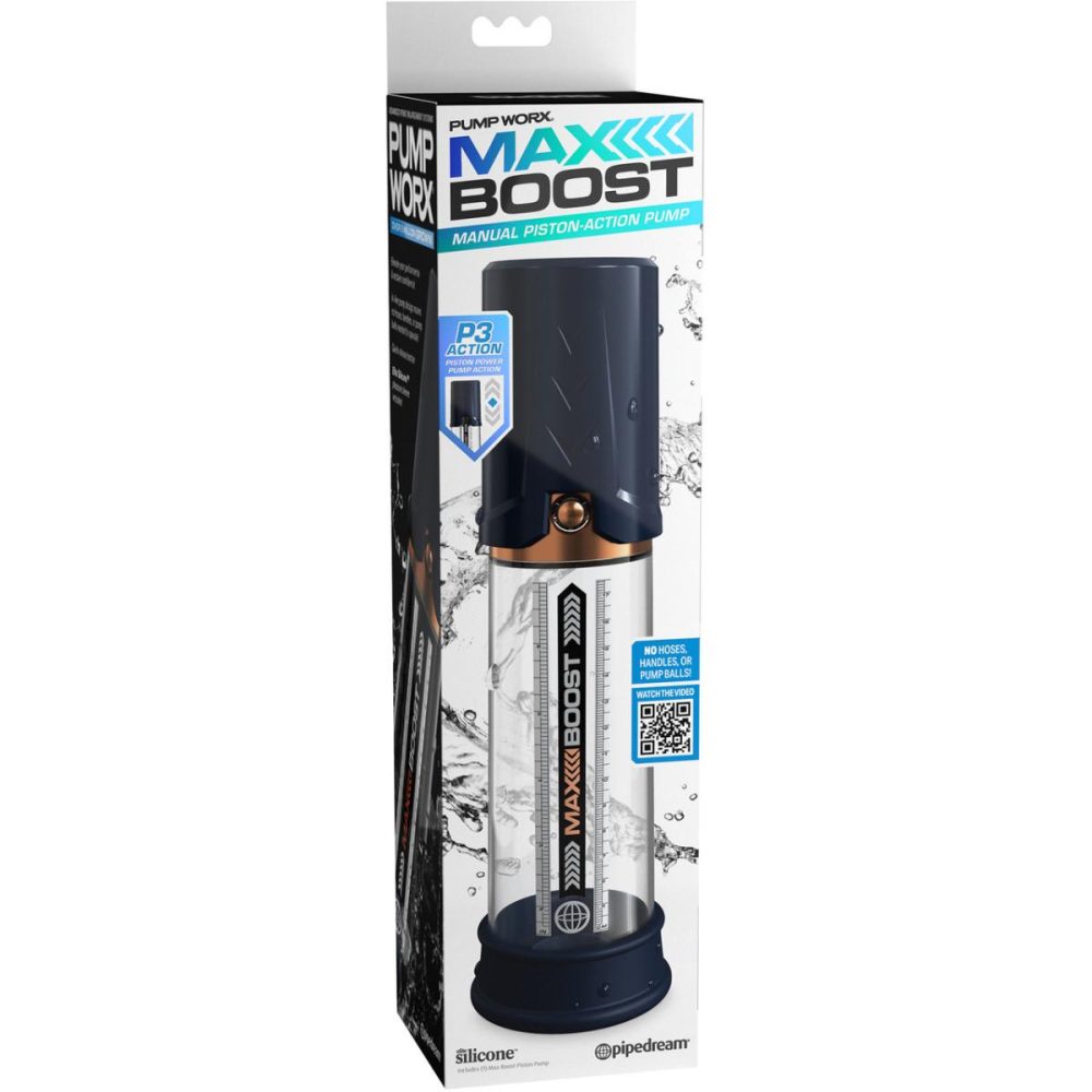 Penis Toys | Pump Worx Max Boost Penis Pump – Blue & Clear