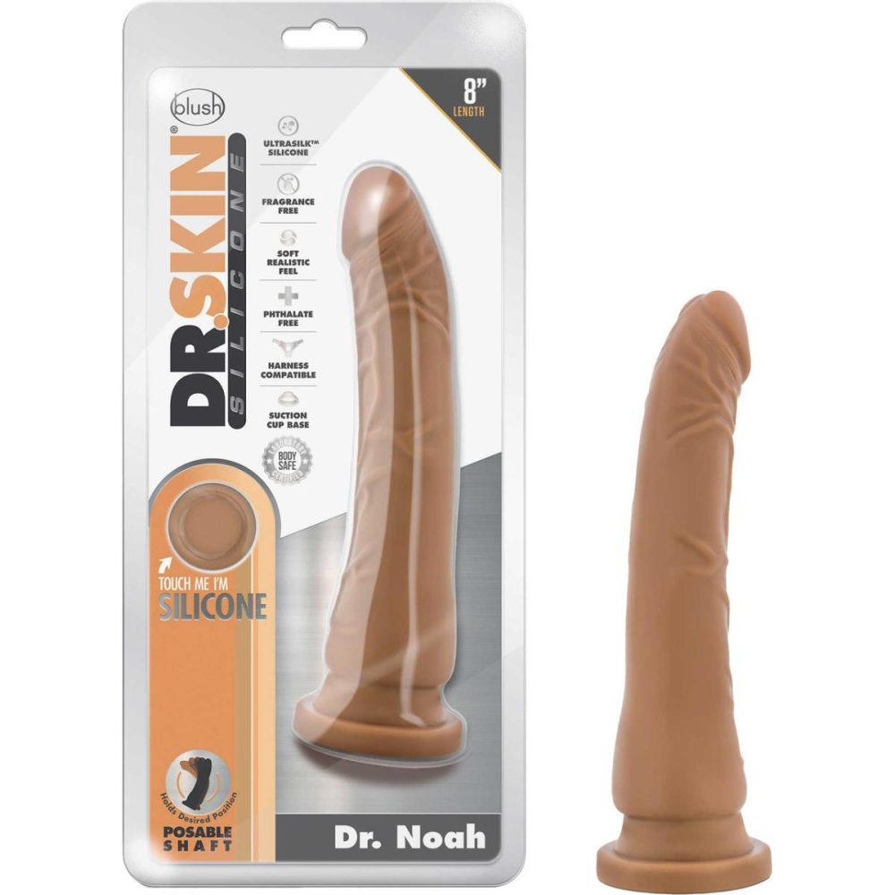 Realistic Dildos | Dr. Skin Dr. Noah 8" Realistic Posable Silicone Dildo With Suction Cup – Caramel