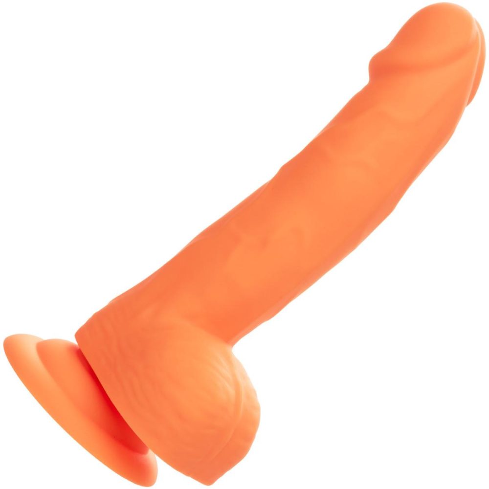 Realistic Dildos | Neon Silicone Studs 6" Realistic Suction Cup Dildo With Balls – Orange