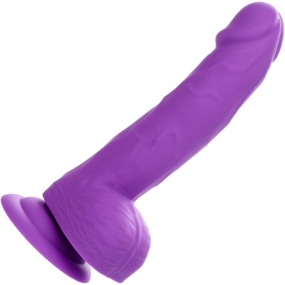 Realistic Dildos | Neon Silicone Studs 6" Realistic Suction Cup Dildo With Balls – Purple