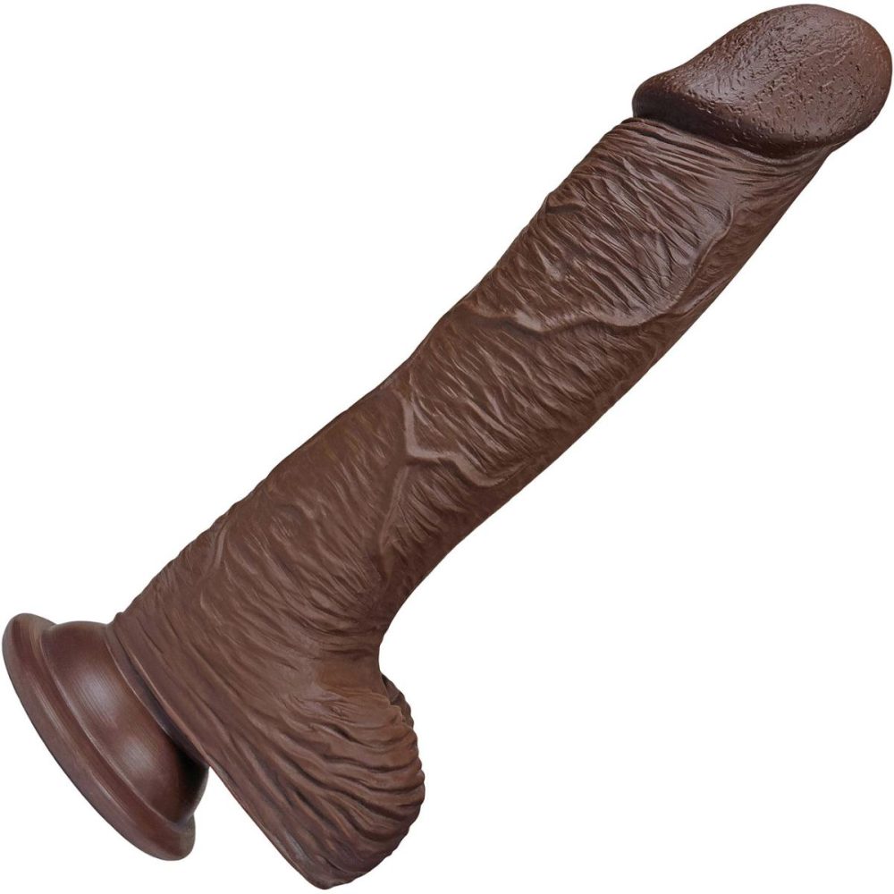 Realistic Dildos | The Seaman 7.5 Inch Silicone Realistic Dildo With Balls & Suction Cup Base – Chocolate