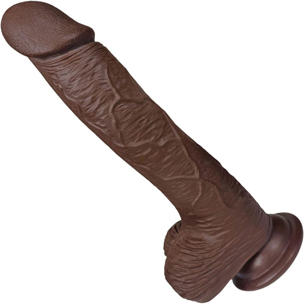 Realistic Dildos | The Seaman 7.5 Inch Silicone Realistic Dildo With Balls & Suction Cup Base – Chocolate