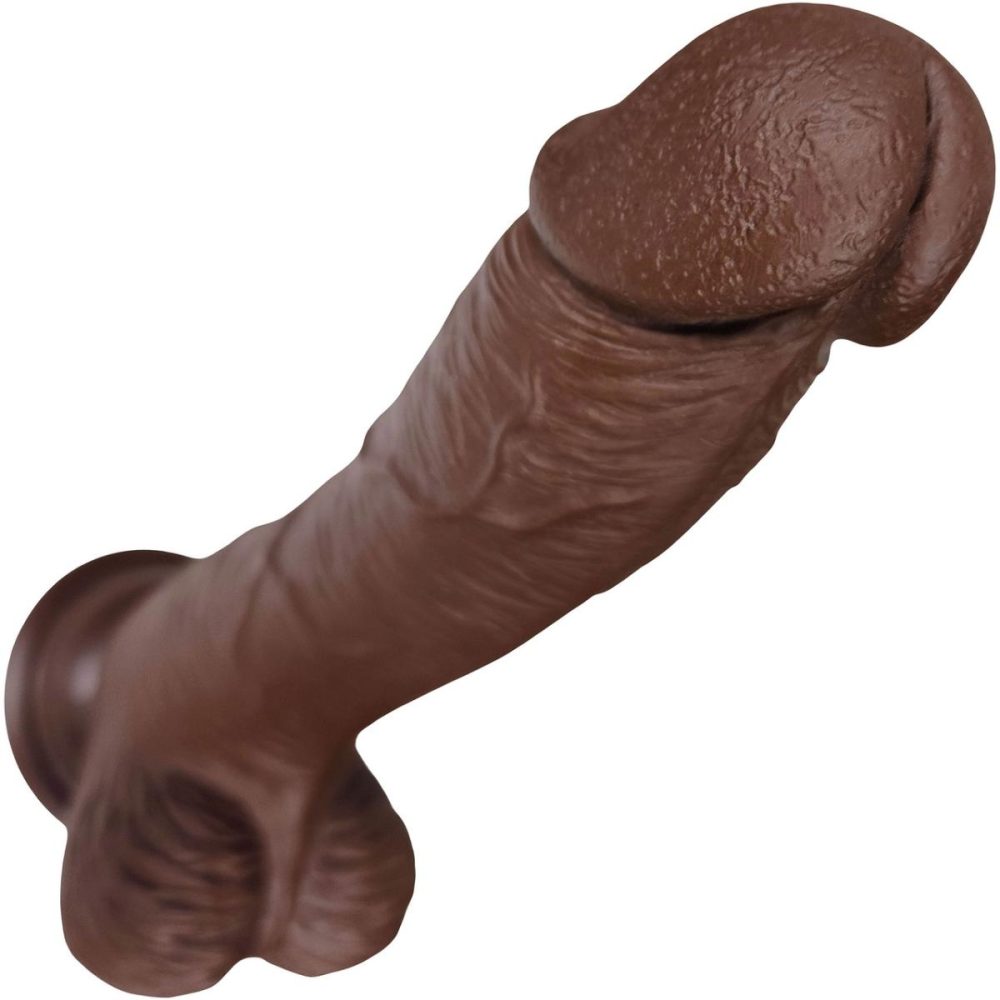 Realistic Dildos | The Seaman 7.5 Inch Silicone Realistic Dildo With Balls & Suction Cup Base – Chocolate