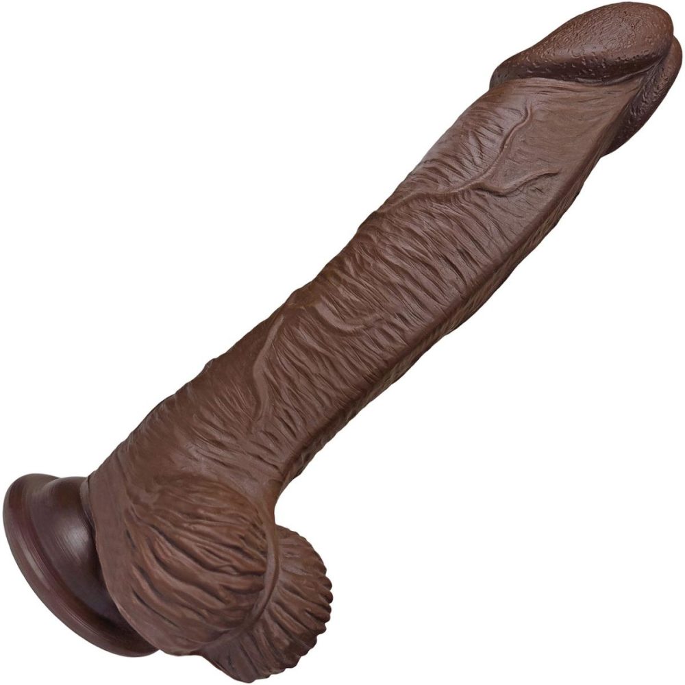 Realistic Dildos | The Seaman 7.5 Inch Silicone Realistic Dildo With Balls & Suction Cup Base – Chocolate