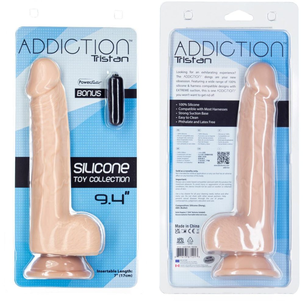 Realistic Dildos | – Tristan 9.4" Silicone Suction Cup Dildo With Balls – Vanilla