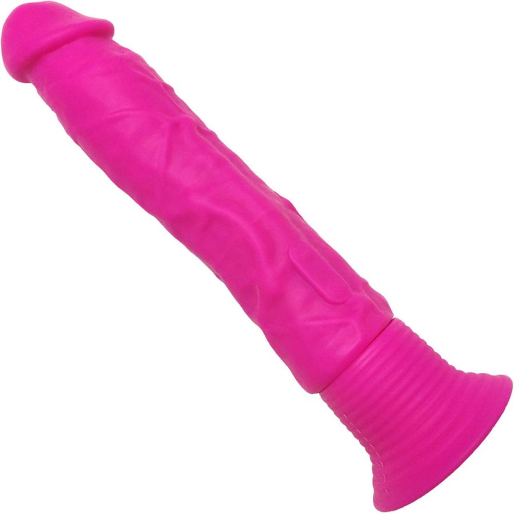 Realistic Vibrators | Neon Silicone Wall Banger Waterproof Suction Cup Vibrating Dildo – Pink