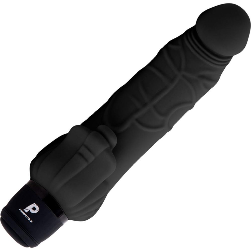 Realistic Vibrators | Realistic Silicone Waterproof Rechargeable 7" Vibrator With Clitoral Stimulator – Black