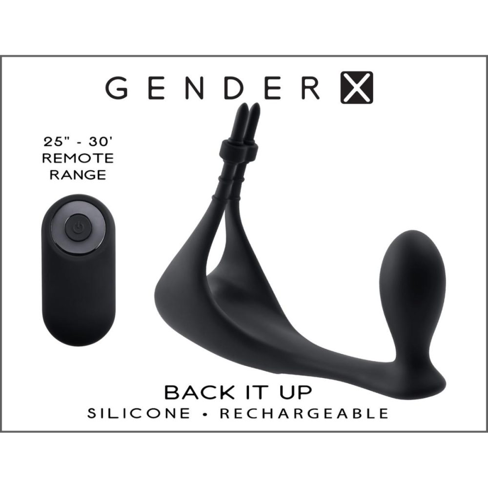 Remote Control Vibrators | Back It Up Rechargeable Waterproof Silicone Vibrating Cock Ring & Anal Plug With Remote