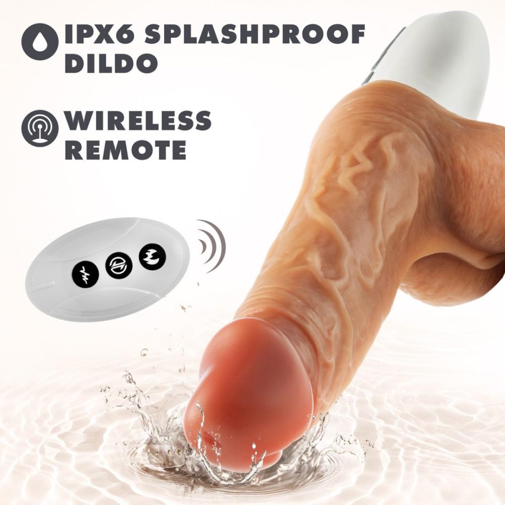 Remote Control Vibrators | Dr. Skin Dr. Hammer 7" Thrusting, Vibrating, Warming Dildo With Suction Cup, Handle & Remote