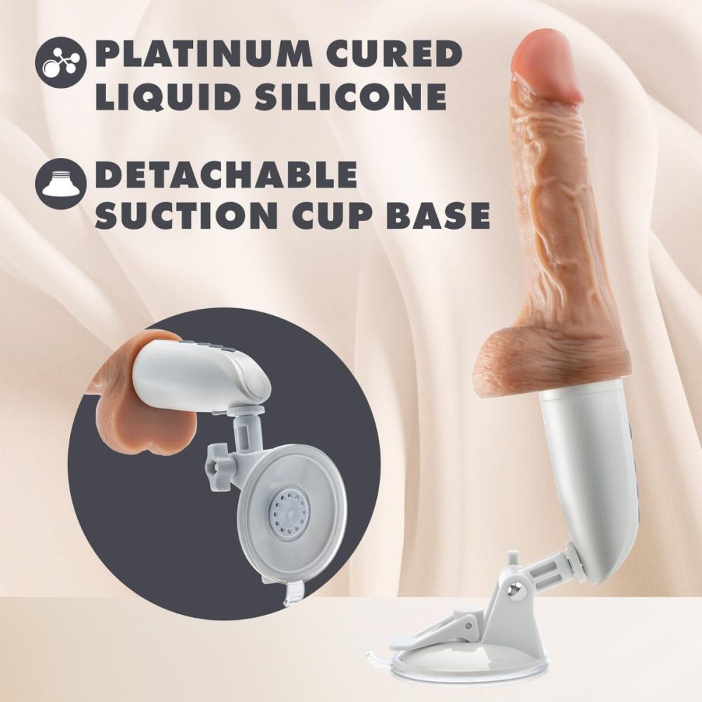 Remote Control Vibrators | Dr. Skin Dr. Hammer 7" Thrusting, Vibrating, Warming Dildo With Suction Cup, Handle & Remote