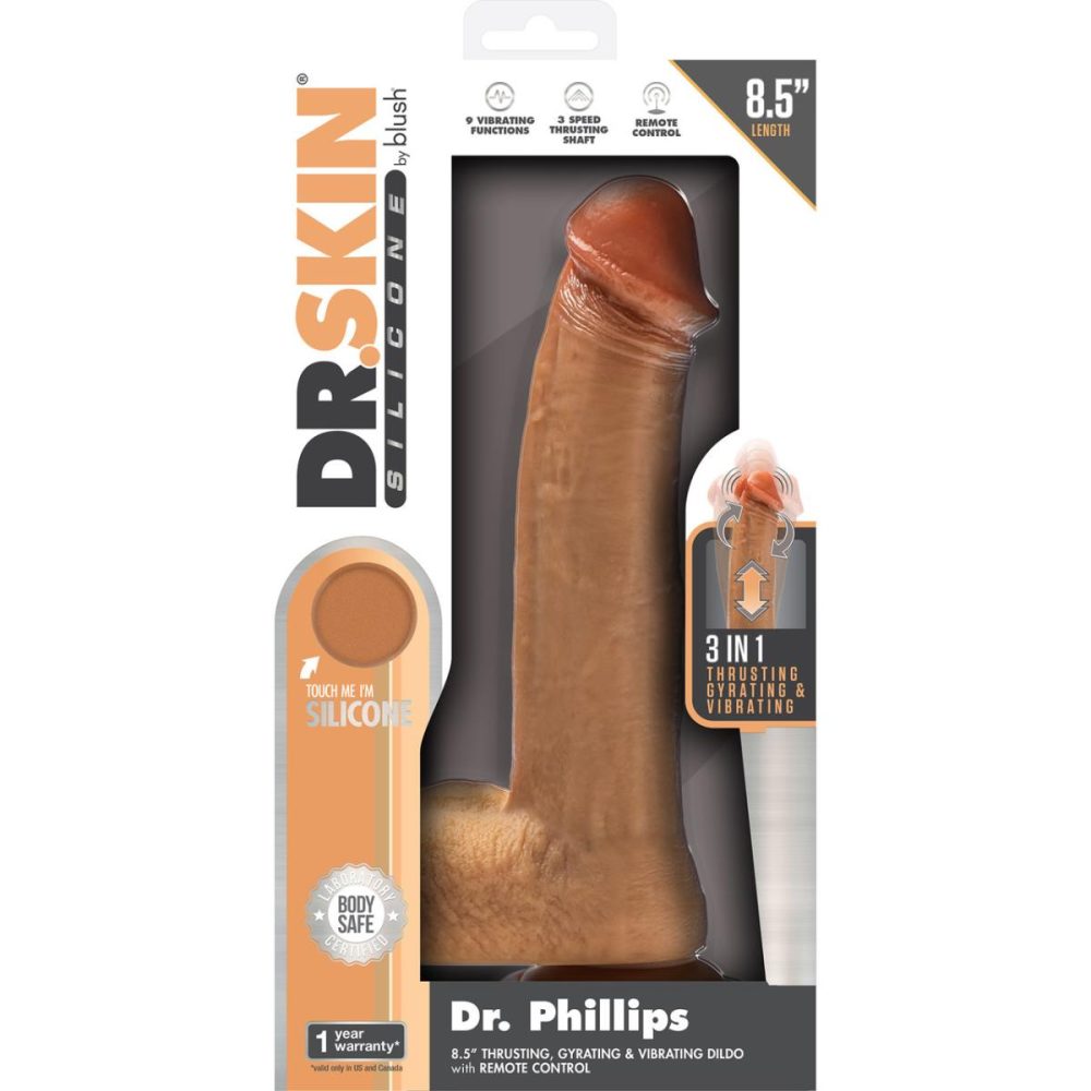 Remote Control Vibrators | Dr. Skin Dr. Phillips 8.5" Gyrating Vibrating Thrusting Silicone Dildo With Suction Cup & Remote