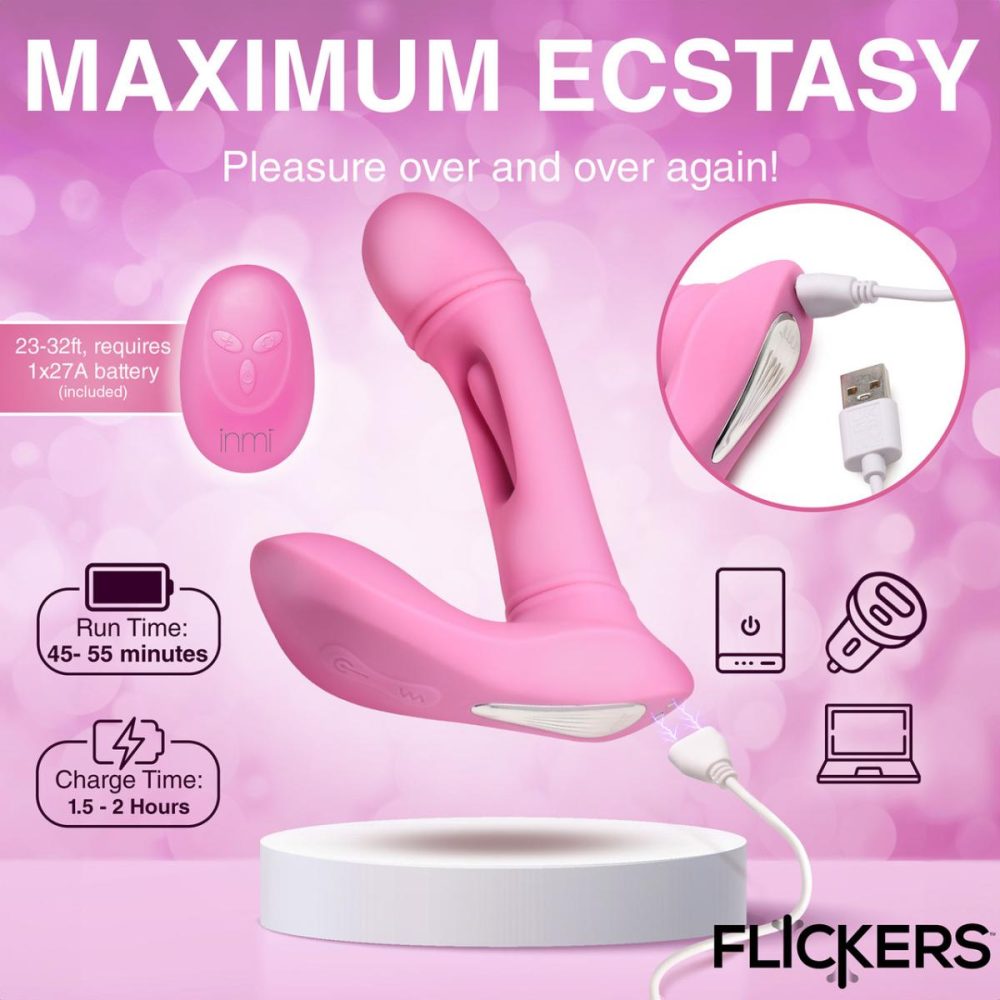 Remote Control Vibrators | Flickers G-Flick Rechargeable Silicone Flicking G-Spot Vibrator With Remote – Pink