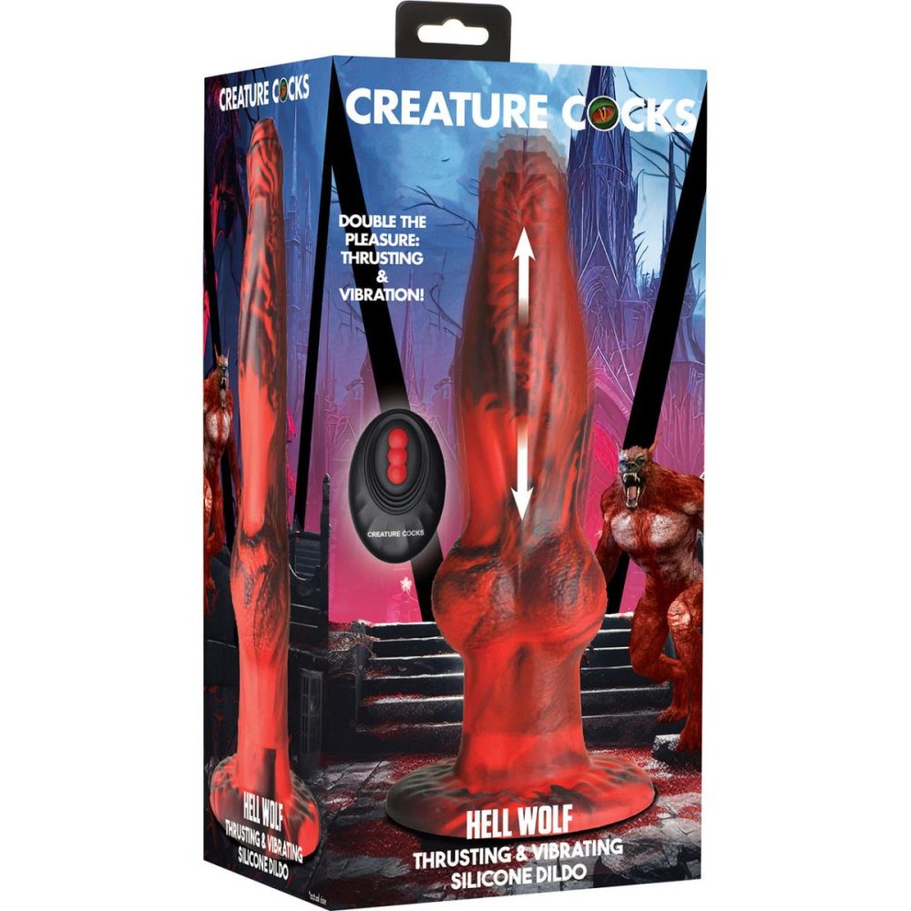 Remote Control Vibrators | Hell Wolf Rechargeable Thrusting & Vibrating Silicone Suction Cup Dildo With Remote