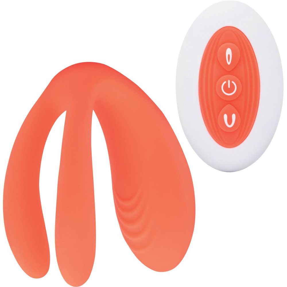 Remote Control Vibrators | i.D. Bridge Rechargeable Silicone Dual Stimulation Vibrator With Rabbit Ears & Remote – Orange