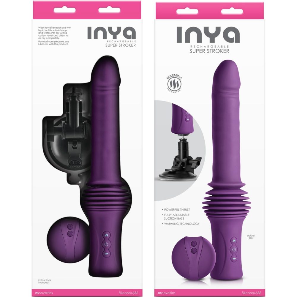 Remote Control Vibrators | Inya Super Stroker Thrusting Silicone Vibrator With Warming Feature, Suction Mount & Remote – Purple