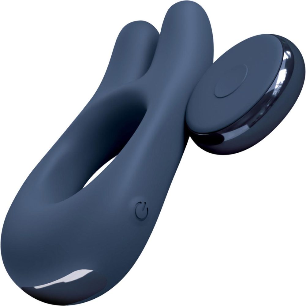 Remote Control Vibrators | JimmyJane Deimos Rechargeable Waterproof Silicone Dual Vibrator Cock Ring With Remote – Blue