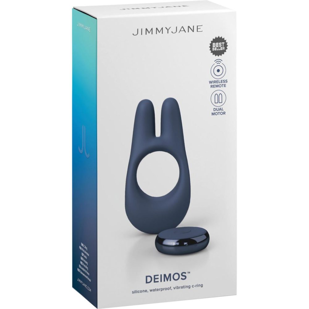 Remote Control Vibrators | JimmyJane Deimos Rechargeable Waterproof Silicone Dual Vibrator Cock Ring With Remote – Blue