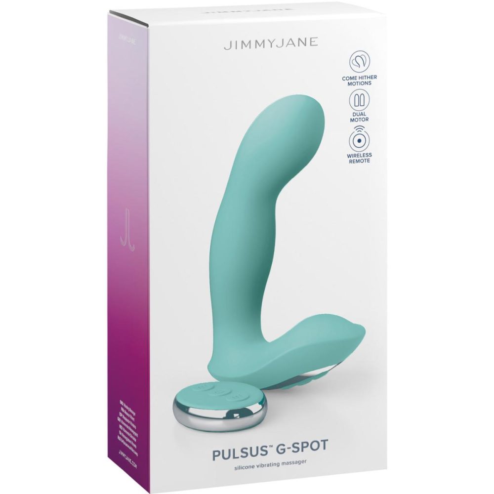 Remote Control Vibrators | JimmyJane Pulsus G-Spot Rechargeable Silicone Dual Stimulation Vibrator With Remote – Teal