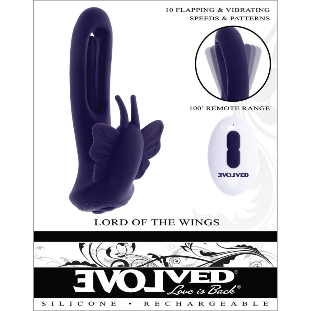 Remote Control Vibrators | Lord Of The Wings Dual Stimulation Vibrator With Flapping Shaft & Remote