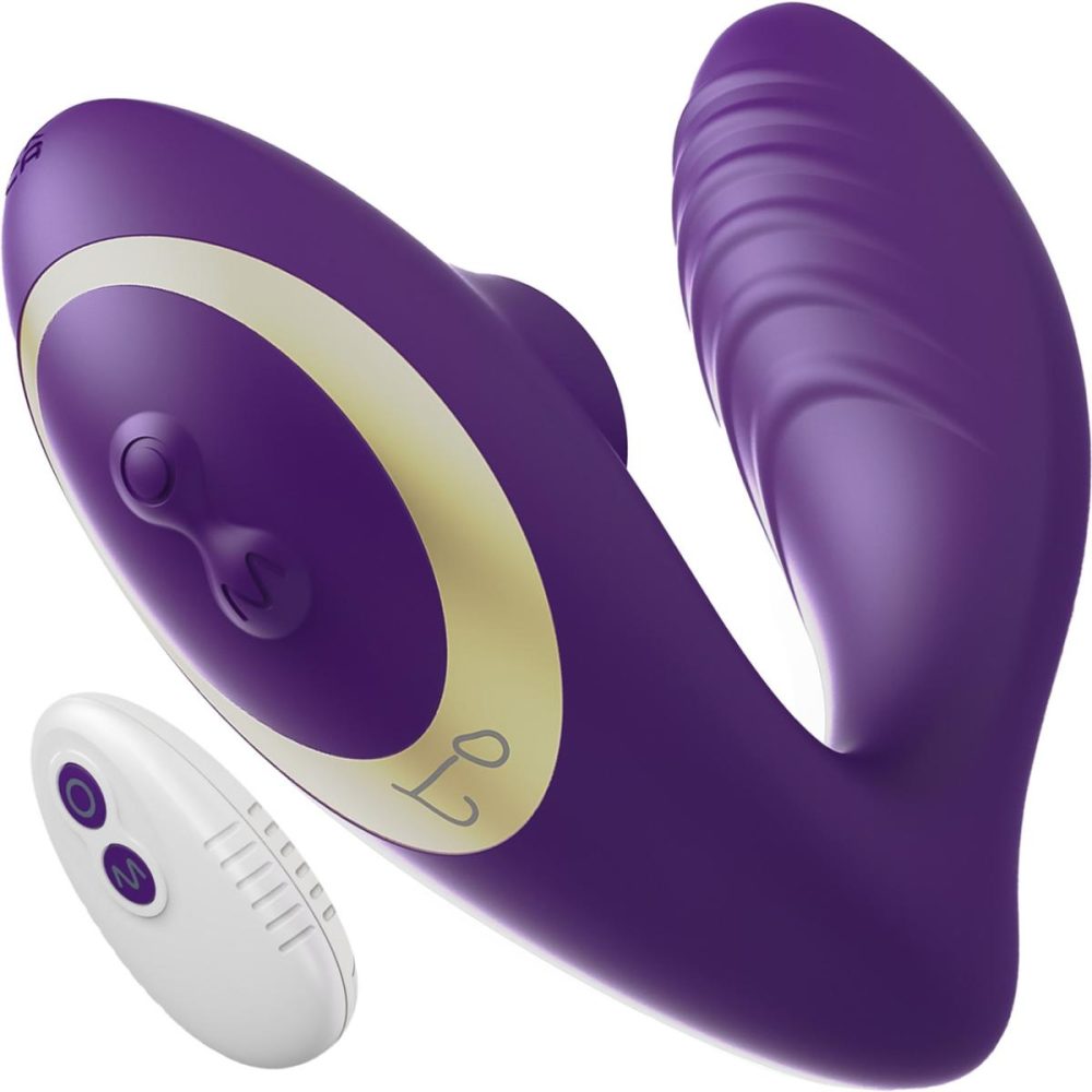 Remote Control Vibrators | OG Pop Silicone Dual Stim G-Spot Vibrator With Clitoral Tapper & Remote – Purple