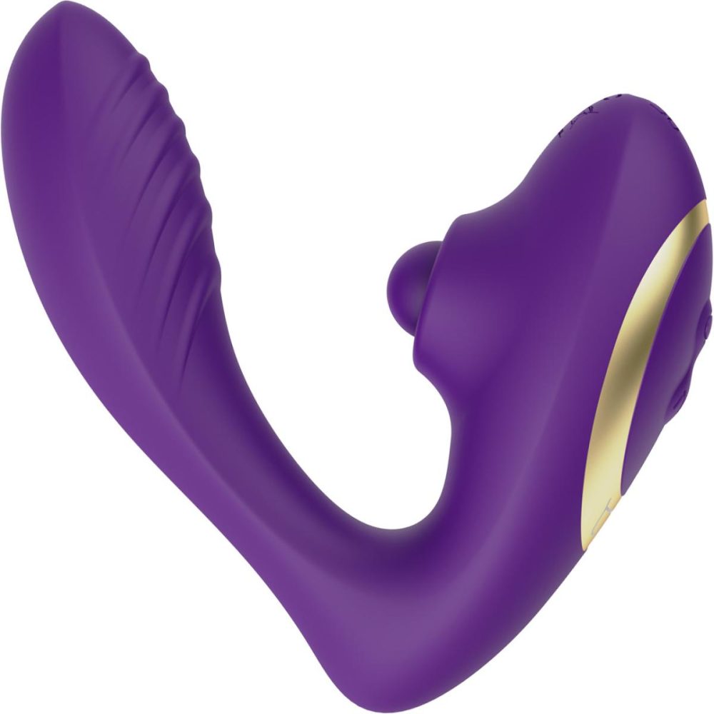 Remote Control Vibrators | OG Pop Silicone Dual Stim G-Spot Vibrator With Clitoral Tapper & Remote – Purple