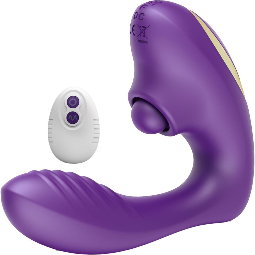 Remote Control Vibrators | OG Pop Silicone Dual Stim G-Spot Vibrator With Clitoral Tapper & Remote – Purple