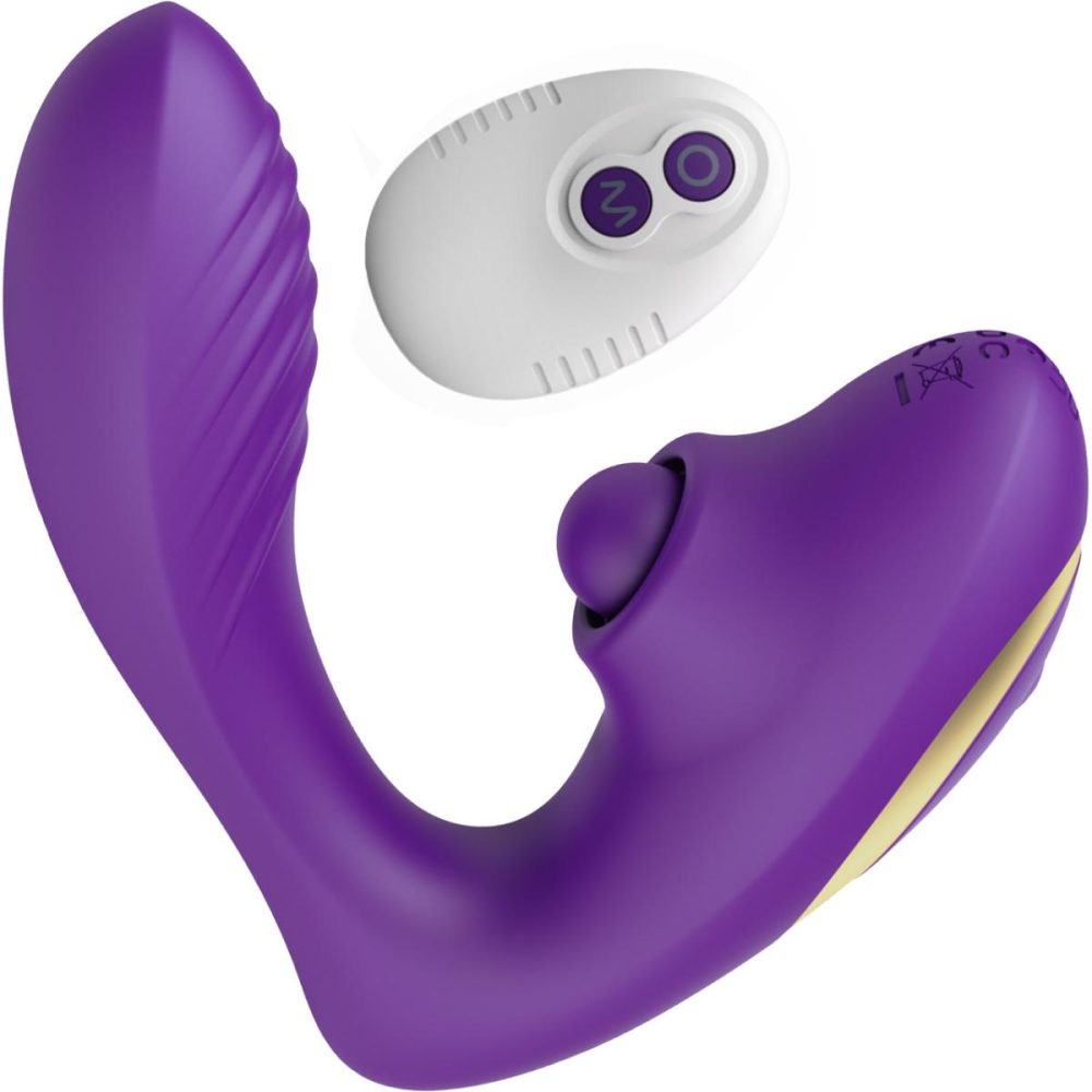 Remote Control Vibrators | OG Pop Silicone Dual Stim G-Spot Vibrator With Clitoral Tapper & Remote – Purple