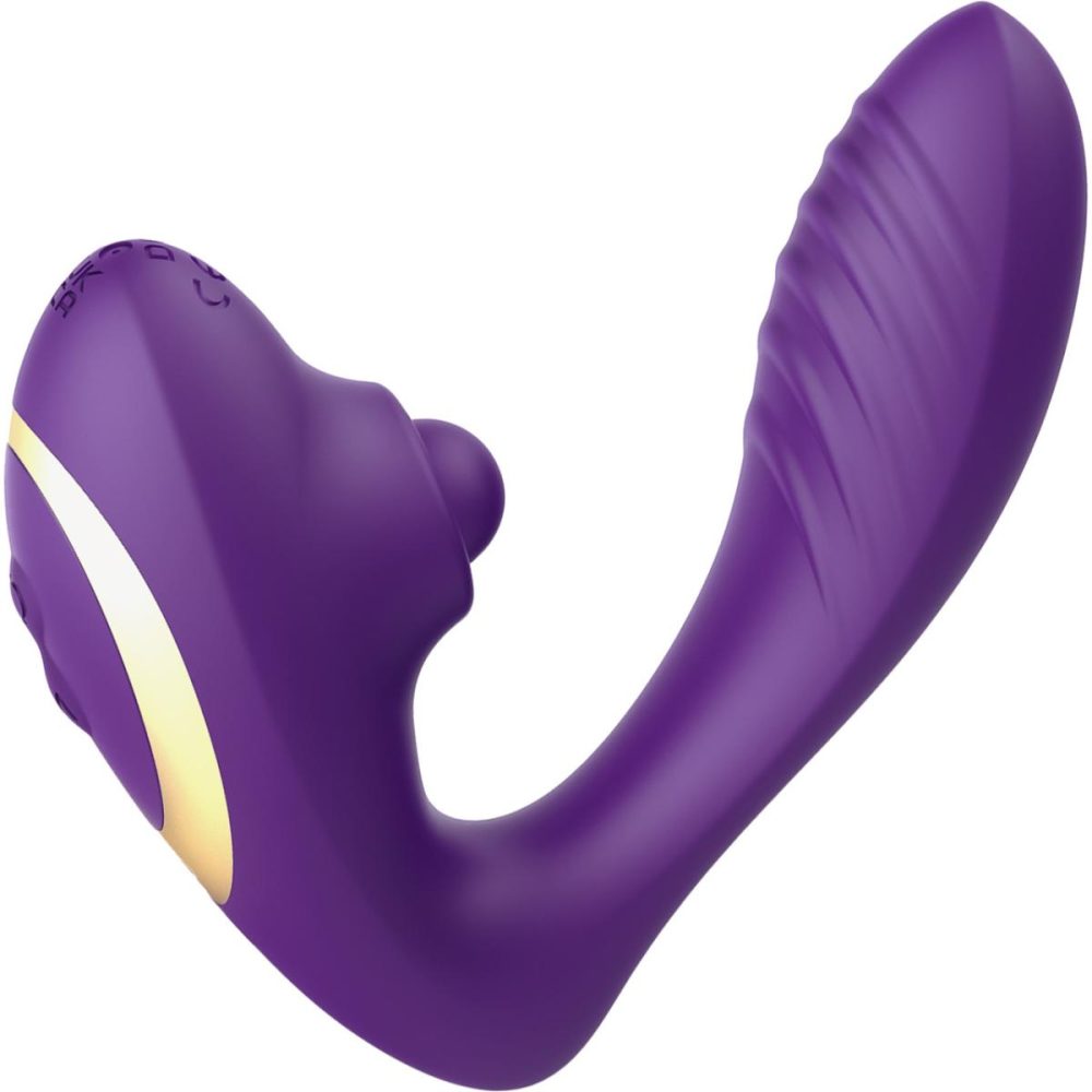 Remote Control Vibrators | OG Pop Silicone Dual Stim G-Spot Vibrator With Clitoral Tapper & Remote – Purple