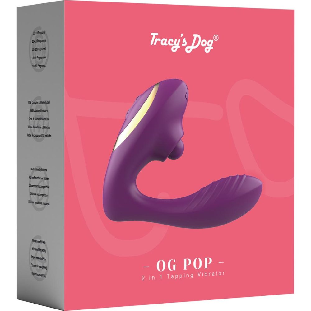 Remote Control Vibrators | OG Pop Silicone Dual Stim G-Spot Vibrator With Clitoral Tapper & Remote – Purple