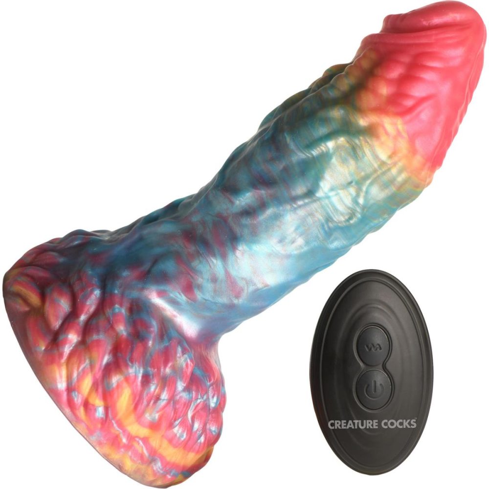 Remote Control Vibrators | Rainbow Phoenix 6.75" Rechargeable Vibrating Silicone Suction Cup Dildo With Remote