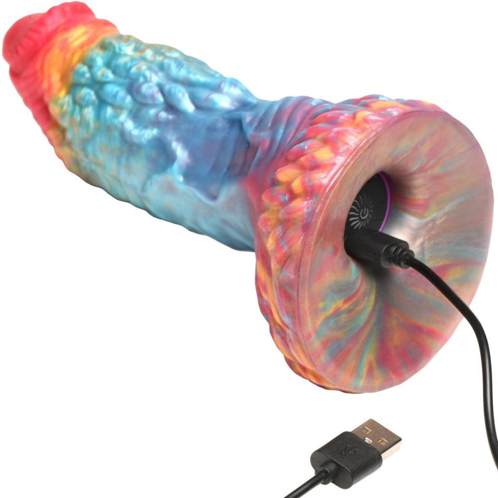 Remote Control Vibrators | Rainbow Phoenix 6.75" Rechargeable Vibrating Silicone Suction Cup Dildo With Remote