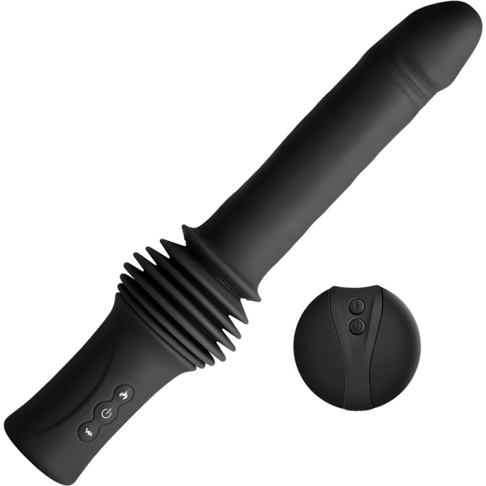 Remote Control Vibrators | Renegade Super Stroker Thrusting Silicone Vibrator With Warming Feature, Suction Mount & Remote – Black