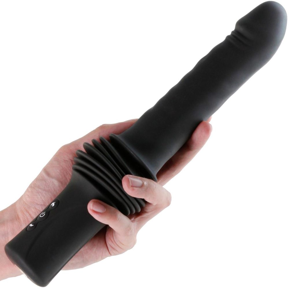 Remote Control Vibrators | Renegade Super Stroker Thrusting Silicone Vibrator With Warming Feature, Suction Mount & Remote – Black