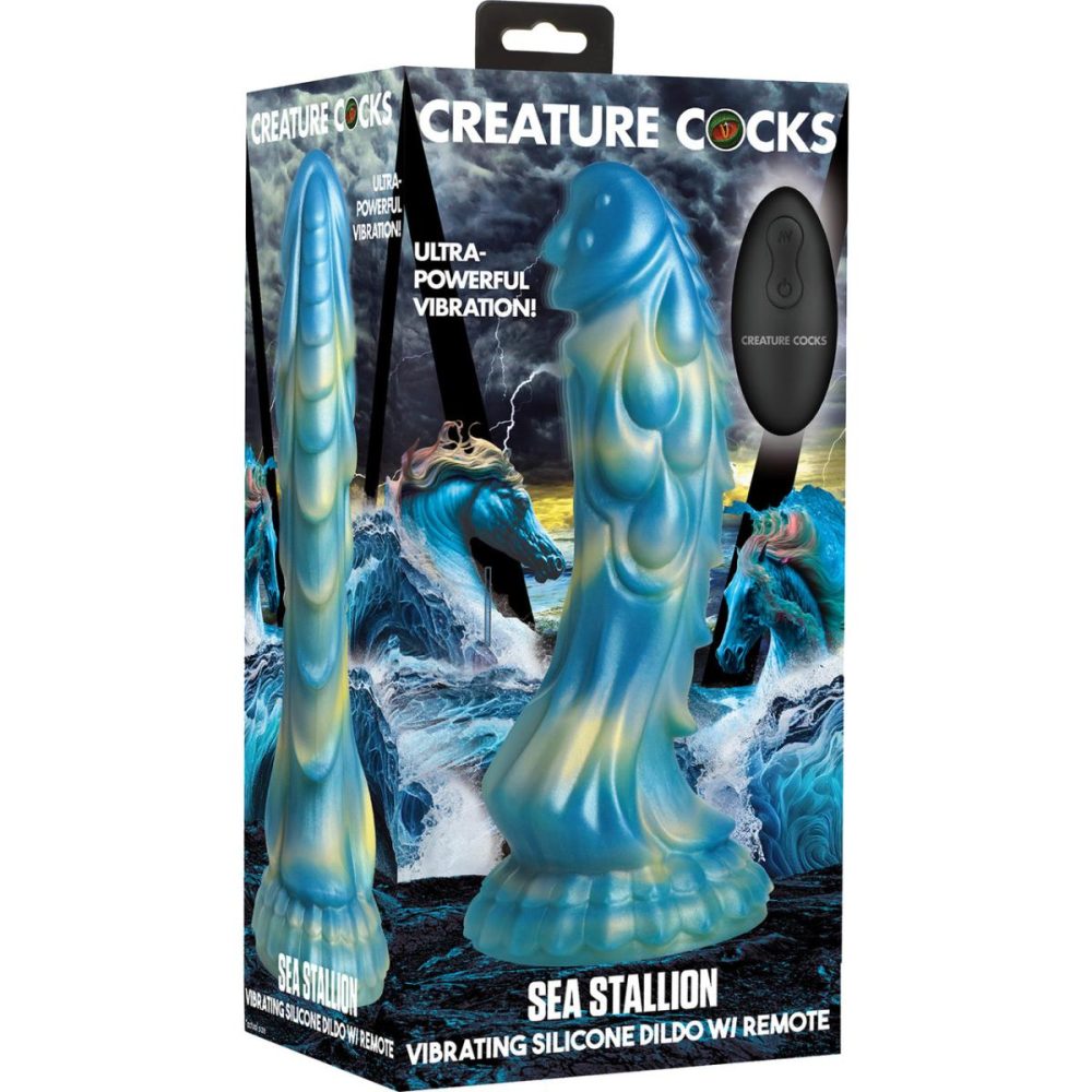 Remote Control Vibrators | Sea Stallion 8.25" Rechargeable Vibrating Silicone Suction Cup Dildo With Remote