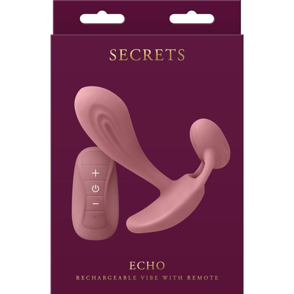 Remote Control Vibrators | Secrets Echo Silicone G-Spot Vibrator With Clitoral Stimulator & Remote – Dusty Rose