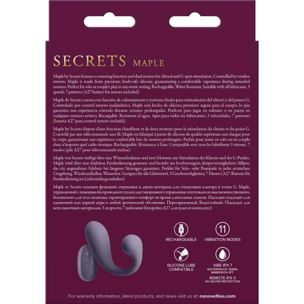 Remote Control Vibrators | Secrets Maple Silicone Warming Dual Stimulation Vibrator With Remote – Gray