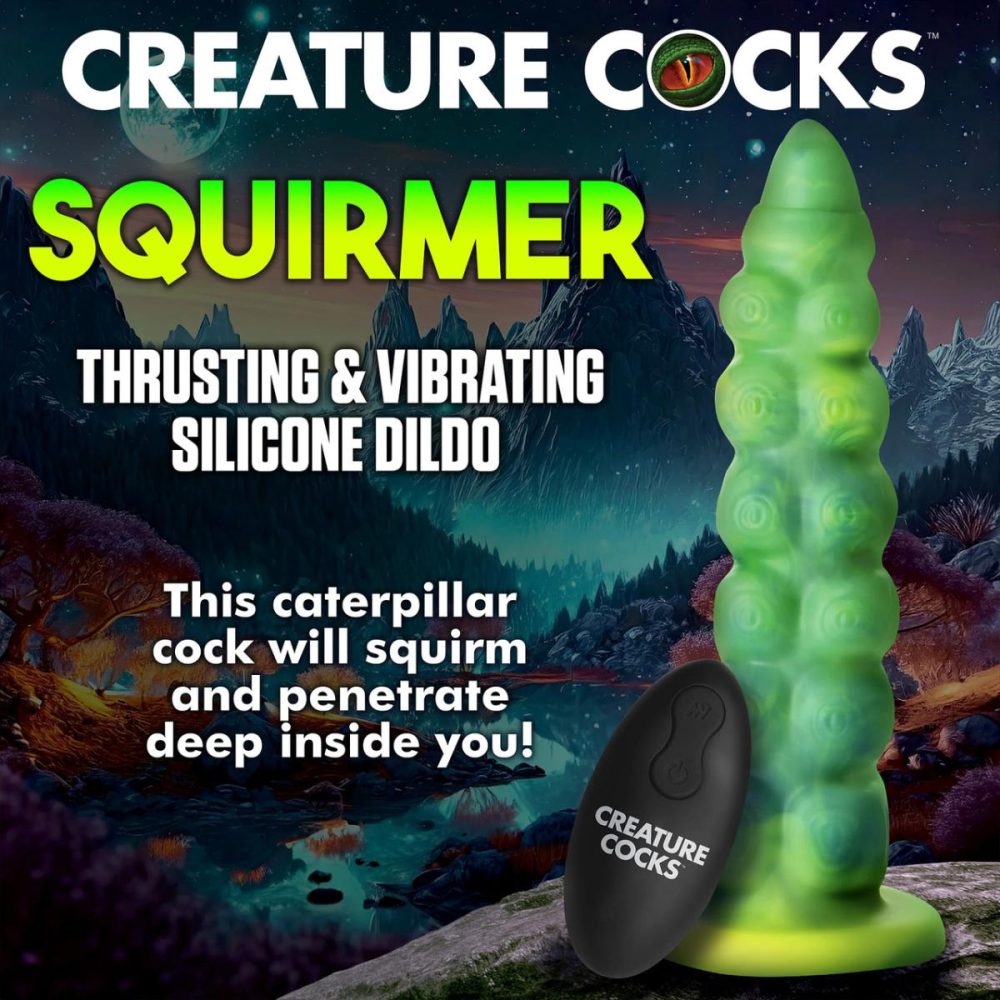 Remote Control Vibrators | Squirmer Rechargeable Thrusting & Vibrating Silicone Suction Cup Dildo With Remote