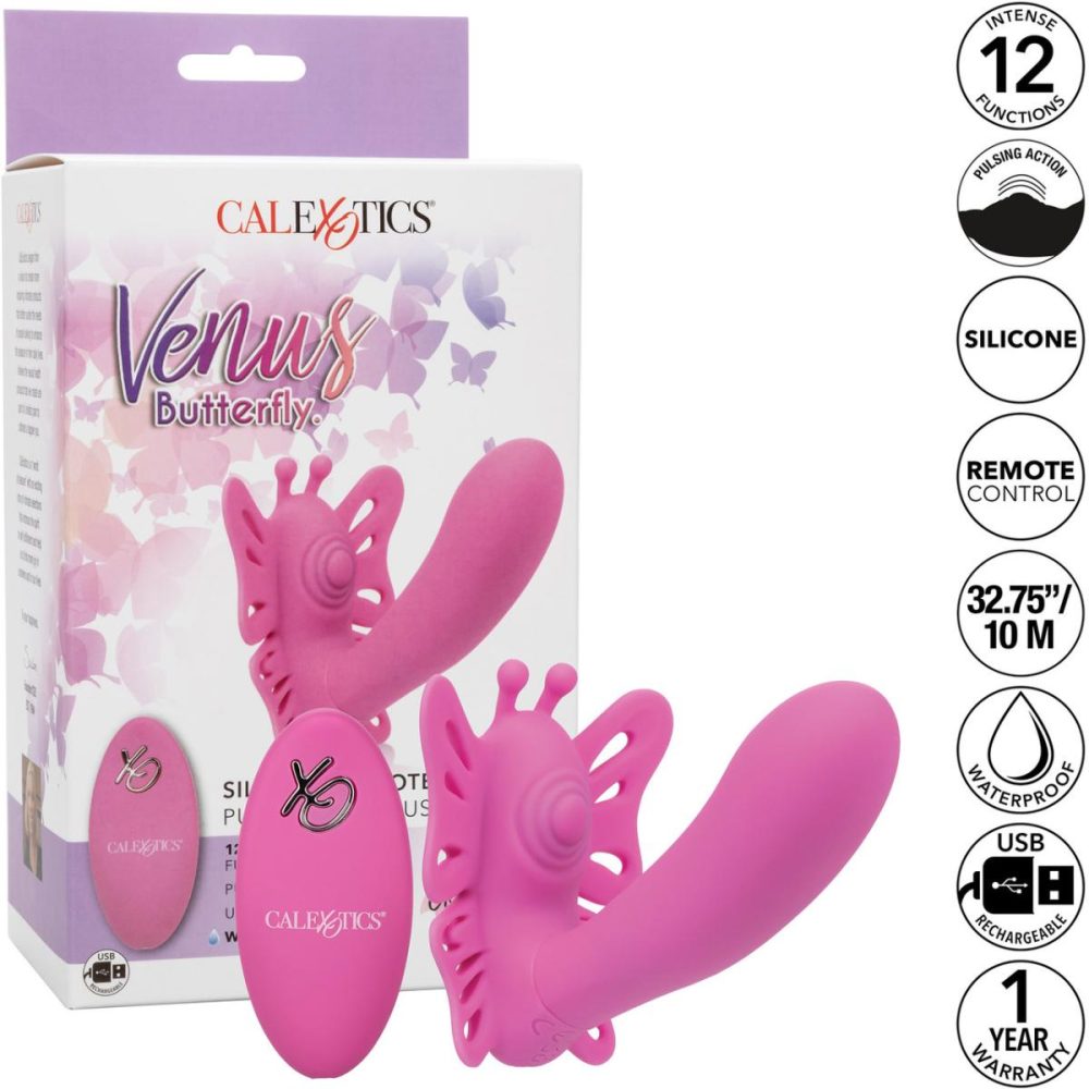 Remote Control Vibrators | Venus Butterfly Silicone Remote Pulsating Venus G Dual Stimulation Vibrator