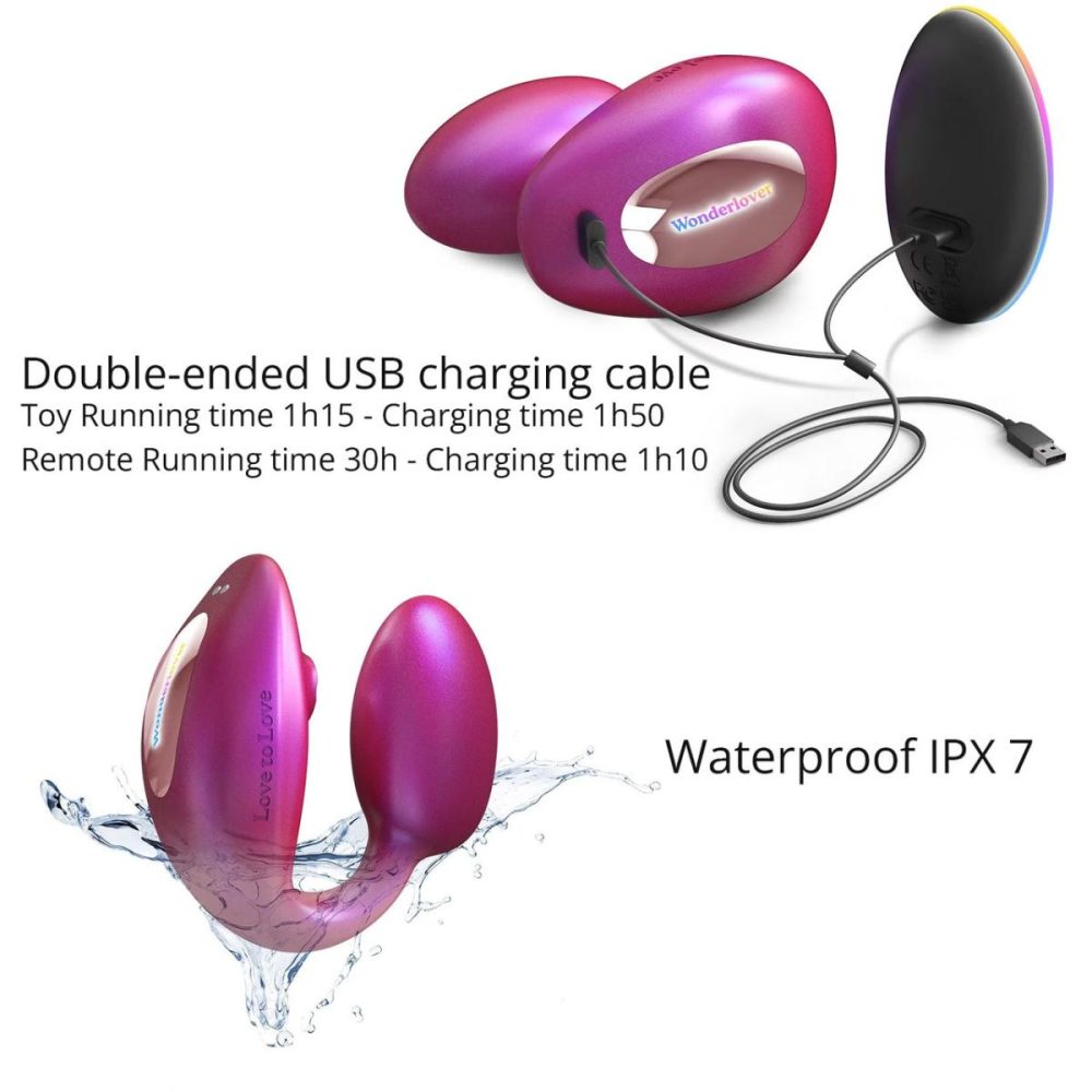 Remote Control Vibrators | Wonderlover Air Pulse Clitoral Stimulator & Vibrating G-Spot Egg Love To Love – Iridescent Berry