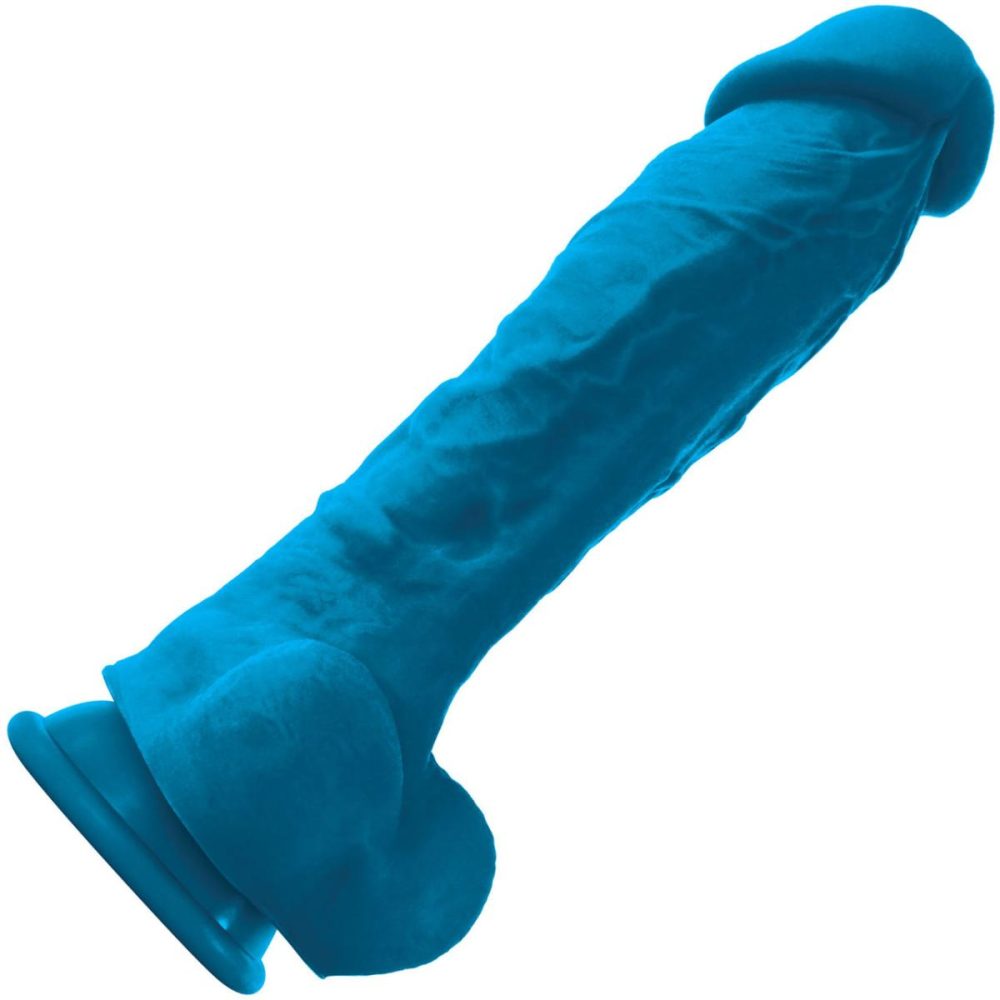 Semi-Realistic Dildos | ColourSoft 8 Inch Blue Silicone Suction Cup Dildo