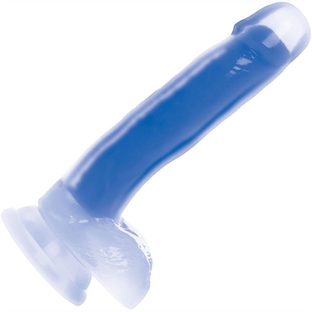 Semi-Realistic Dildos | Lollicock Glow In The Dark 8.2" Silicone Suction Cup Dildo With Balls – Blue