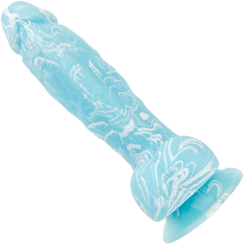 Semi-Realistic Dildos | – Luke 7.5" Glow In The Dark Silicone Suction Cup Dildo With Balls – Blue