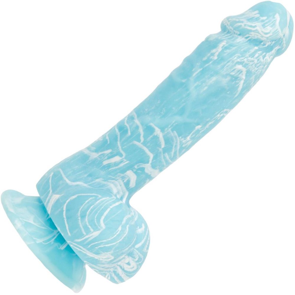 Semi-Realistic Dildos | – Luke 7.5" Glow In The Dark Silicone Suction Cup Dildo With Balls – Blue