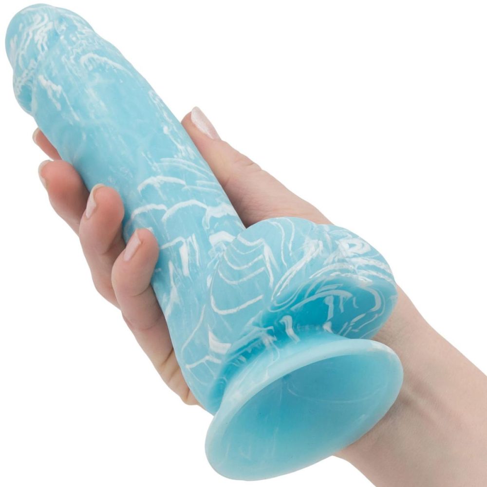 Semi-Realistic Dildos | – Luke 7.5" Glow In The Dark Silicone Suction Cup Dildo With Balls – Blue