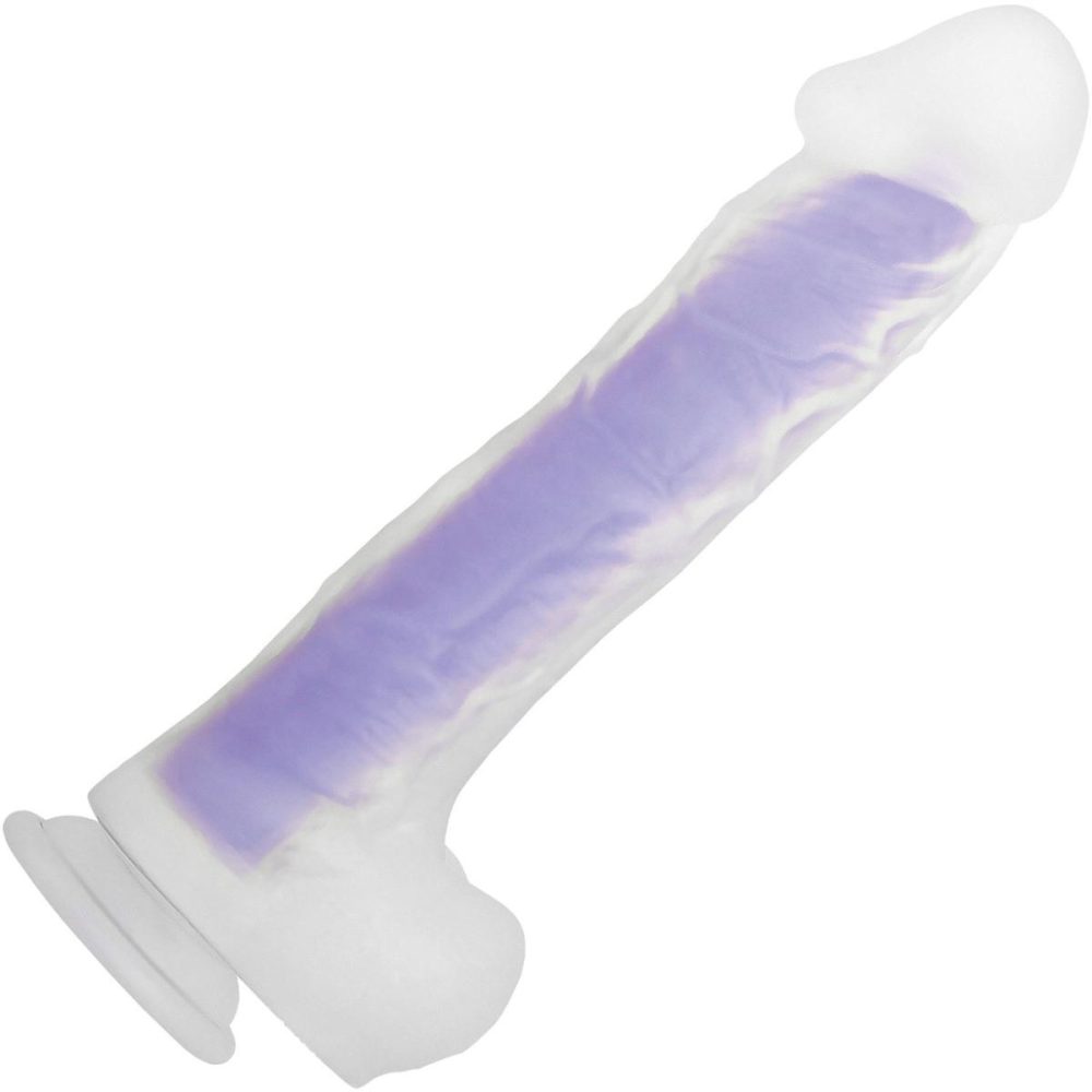 Semi-Realistic Dildos | Luminous Stud Glow-In-The-Dark 10.5" Silicone Dildo With Balls – Purple